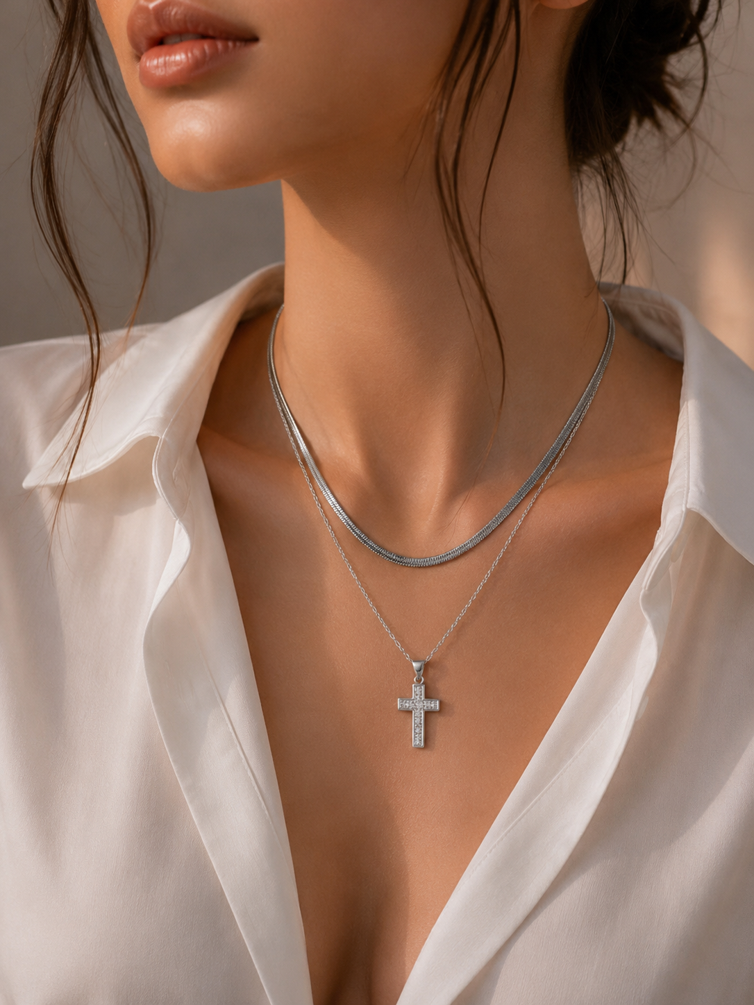 گردنبند دولاین ماری و صلیب
