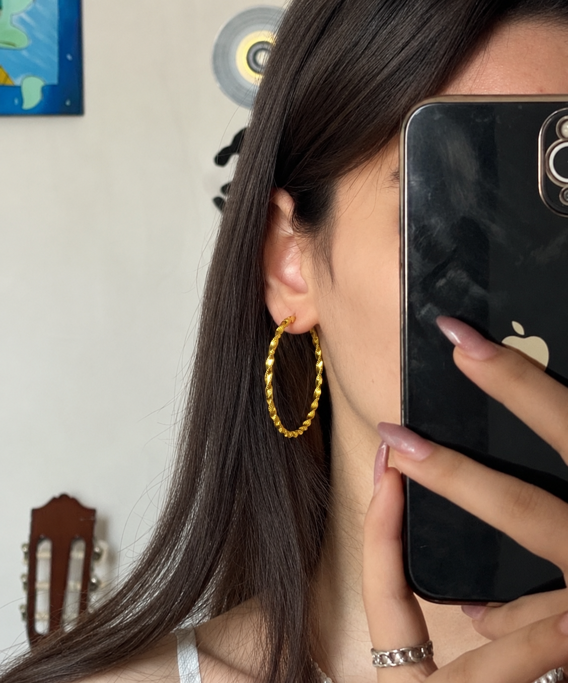 گوشواره حلقه ای طلایی بزرگ