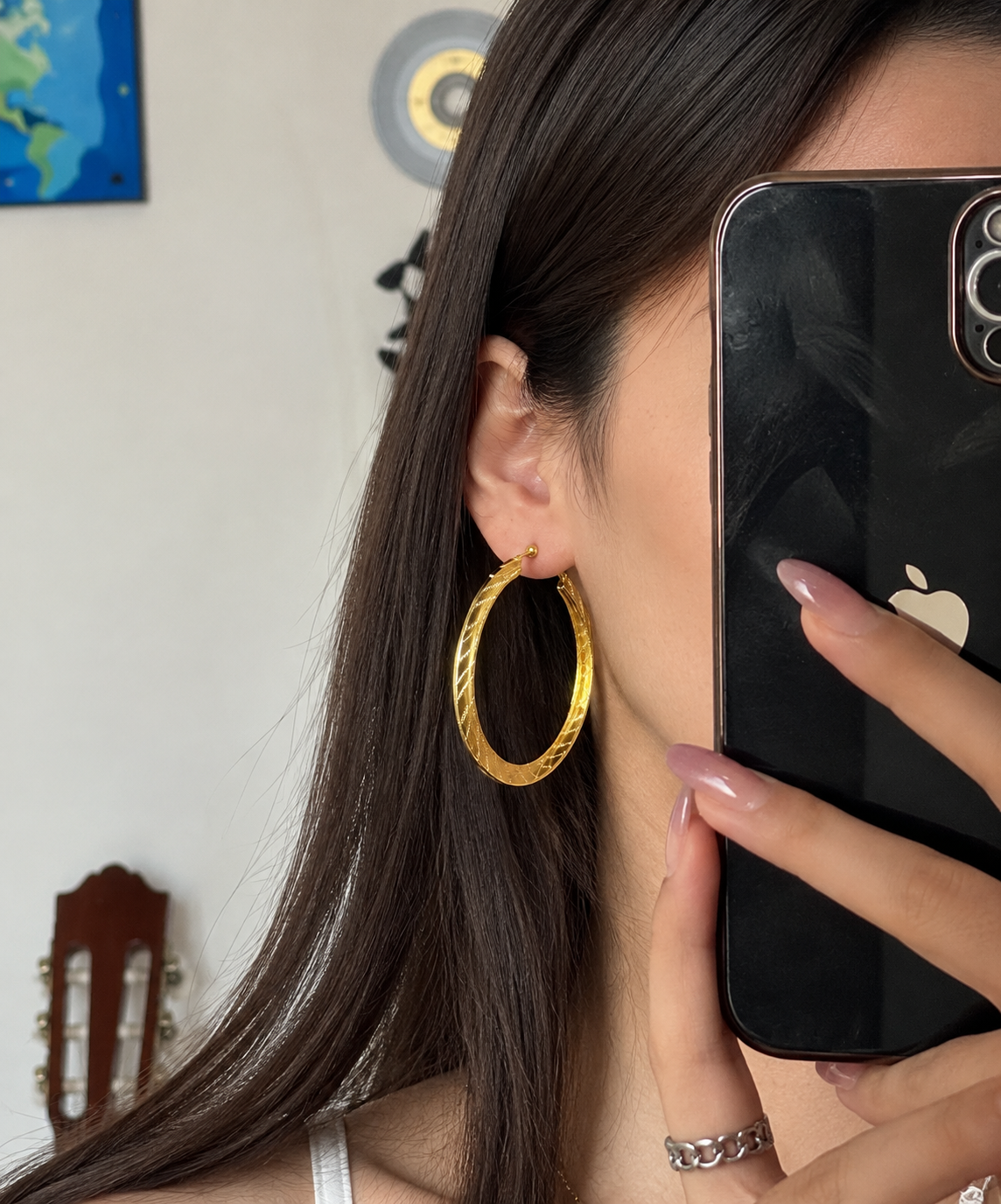 گوشواره حلقه ای بزرگ طلایی